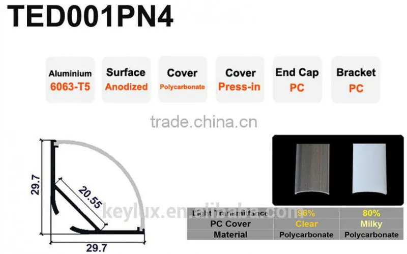 LED Aluminum Profile for Corner and Pendant Light with Suspension Wire