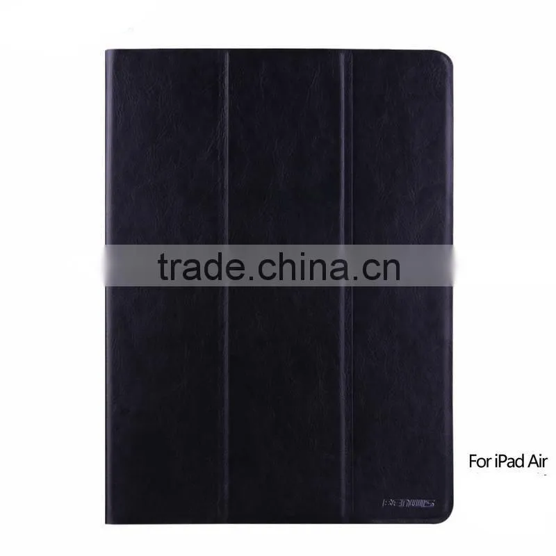 Chinese OEM PU 3 folds tablet pc leather stand case for iPad Air 2