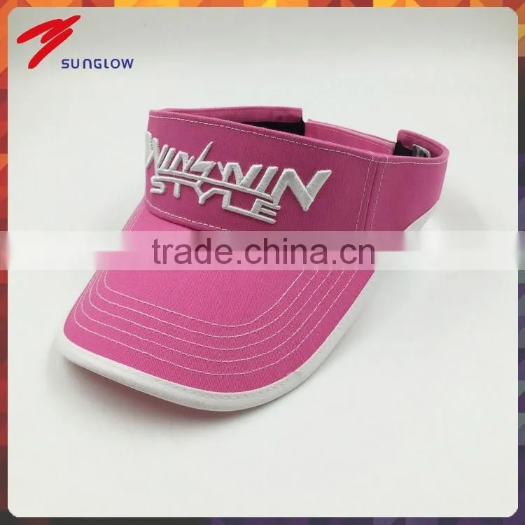 100% cotton twill 3D embroidery sun visor hats ladies
