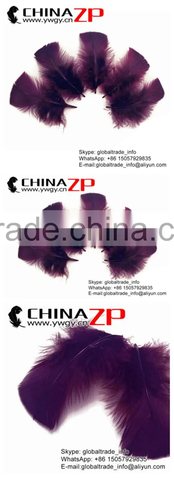 ZPDECOR Colored Plumage Bulk Sale Dyed Plum Turkey T-Base Body Feather for Parties Decorations
