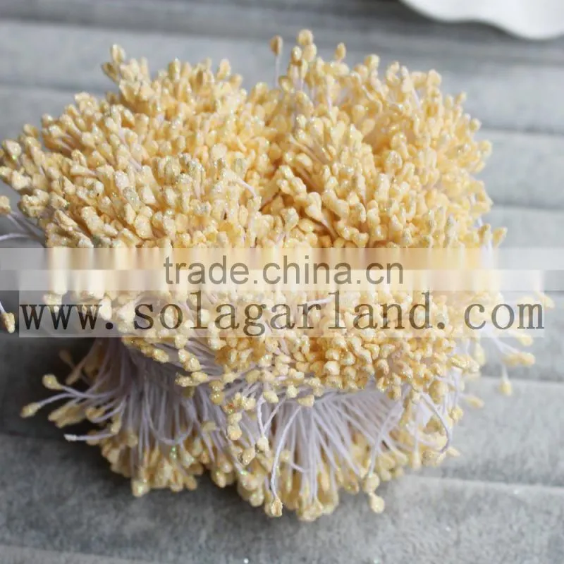 6CM Factory Wholesale Artificial Flower Pistils Flower Stamen With Glitter For Decoration Wedding Flowers