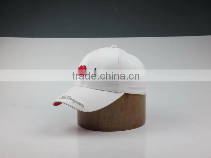 White Ski Sports Caps Flat Embroidery Sports Cap Customized