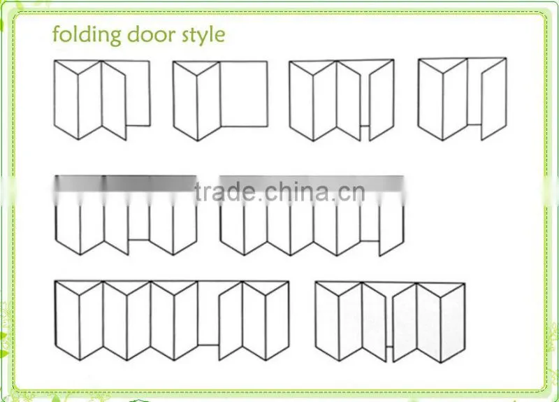 Price of new design special style aluminum inward folding door
