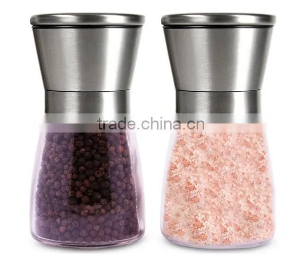 2 Pieces Brushed Stainless Steel And Pepper Grinder Set ,Salt Grinder ,Salt Pepper Grinder
