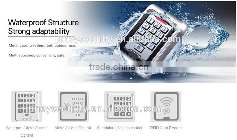 Waterproof rfid card door access control system With backlight