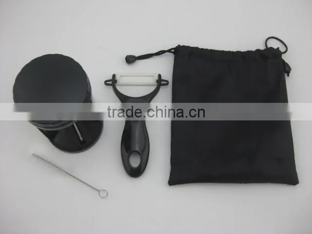 high quality food safe spiral slicer with cleaning brush, pouch and peeler