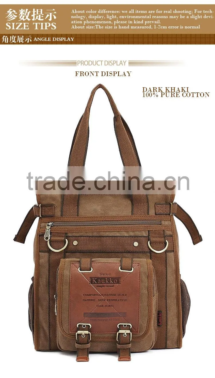 2016 new design canvas travel shoulder bag for men