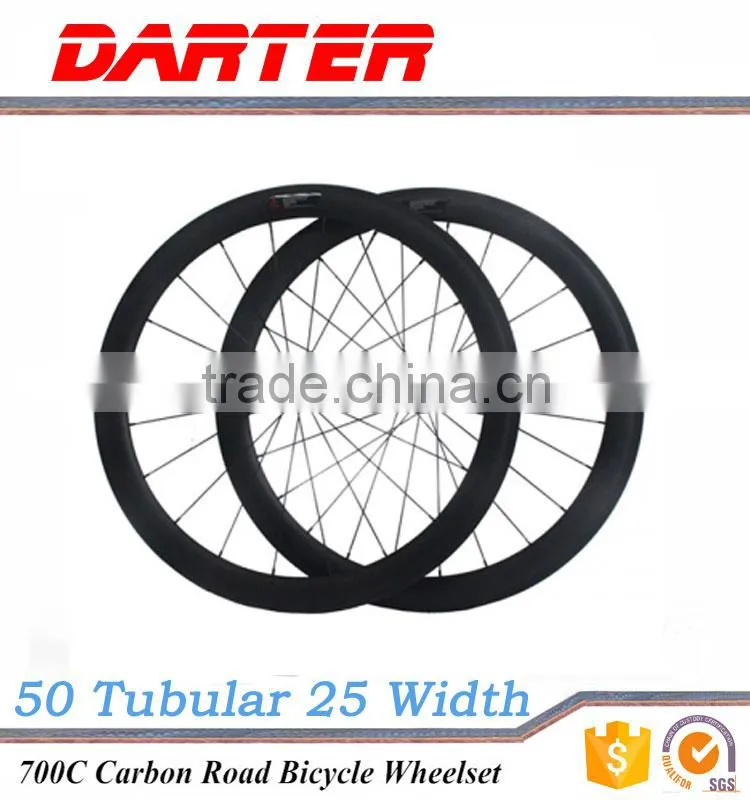Tire components 700C 25mm wide 50mm depth tubular mountan bike carbon wheelset