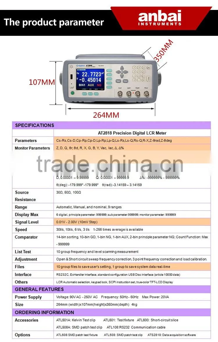 Applent High Precision AT2818 LCR Meter 300kHz LCR Meter