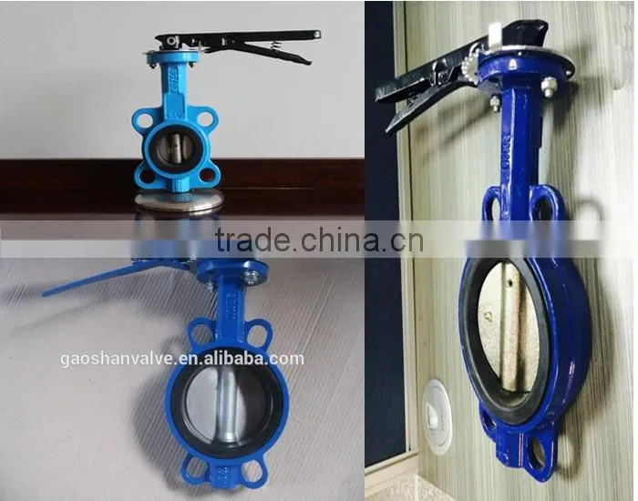 Cast iron gearbox wafer butterfly valve