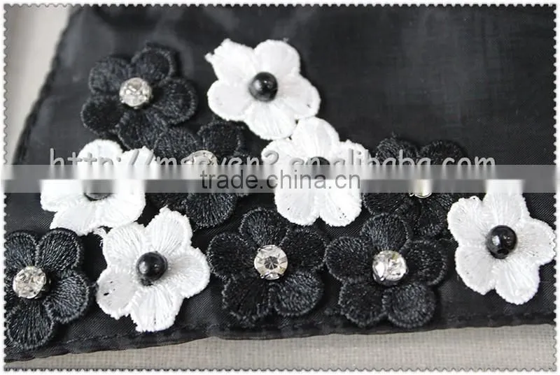 Customized Angle shaped beaded necklace, Black collar with flower beaded for T-shirt