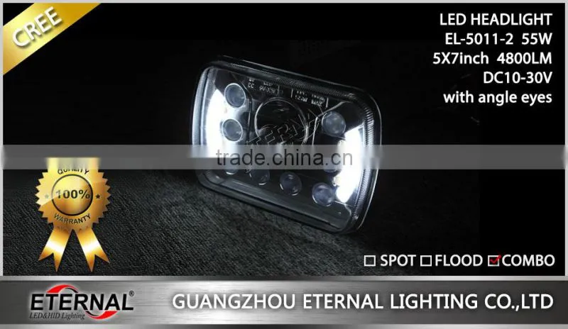 55W high power 5x7" led headlight replacement bulb sealed trims for 79-01 H6054 Jeep Cherokee Ni-ssan Honda
