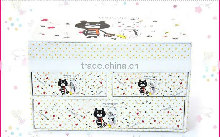 3-tier jewelry cosmetic storage case with drawers