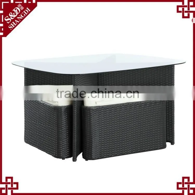 Chic tempered glass table design 5-pc outdoor patio rattan dining set