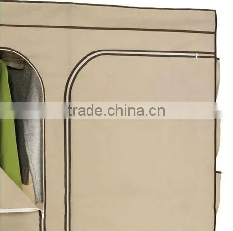 Brown Fabric Wardrobe, Home Storage Folding Assemble Wardrobe