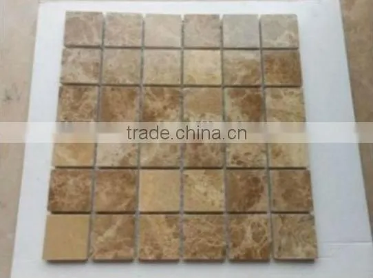 Light Emperador marble mosaic tiles on mesh