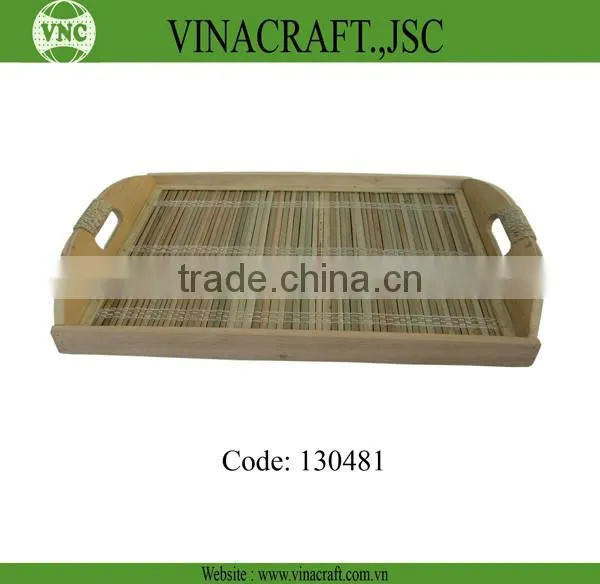 Hotsale natural bamboo tray with handle
