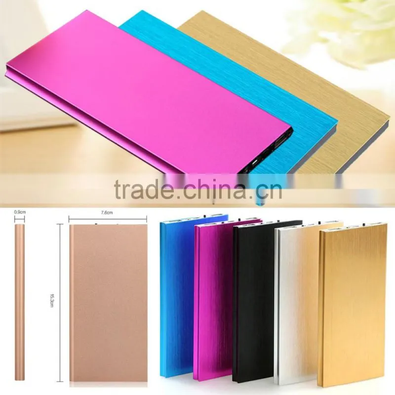 2016 custom logo metal mobile emergency battery power bank 10000mAh