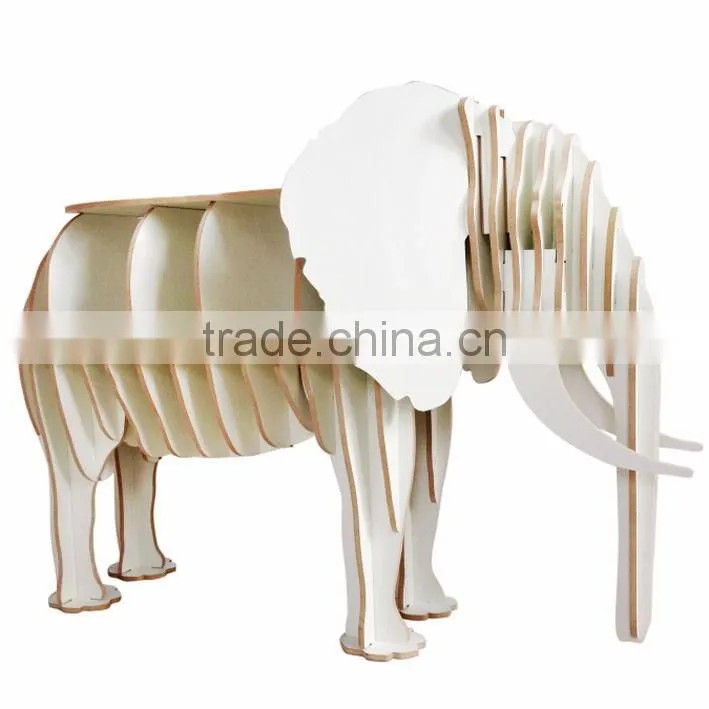 puzzle wood craft elephant table book shelves creative animal furniture