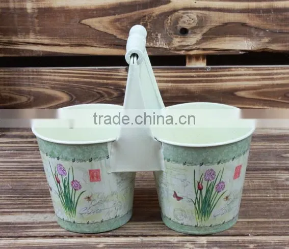 2015 garden decoration paper decal antique metal bucket wholesale