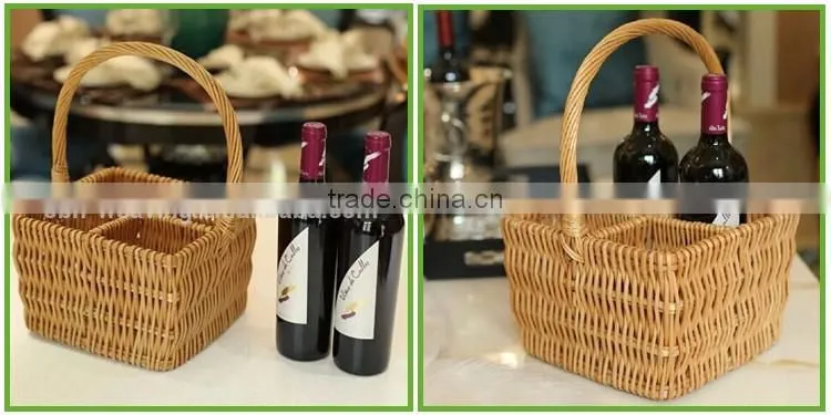 Handmade win holder wicker wine basket for 4 bottle