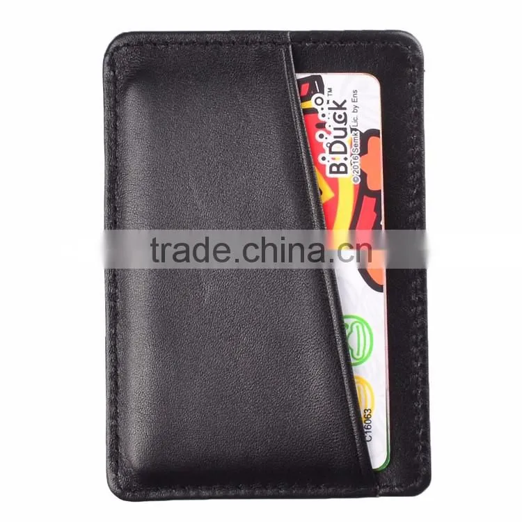 Slim Leather Front Pocket Wallet Credit Card Holder Case - black