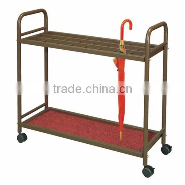 Hotel Amenities Self-service Metal Umbrella Stand J38 with wheels &24 Slots,Hotel Supplies & Maufacturing Umbrella Display Rack