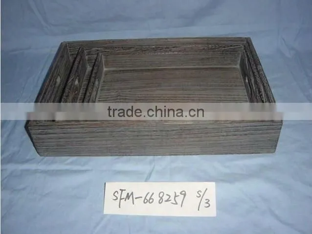multifunctional handmade flat base wooden tray
