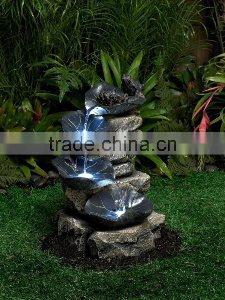 Frog and Four Lily Pad LED Lighted Outdoor Fountain
