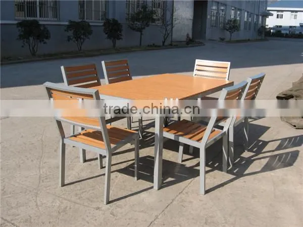 Model Plastic Wooden Garden Dining Table Set Outdoor Furniture