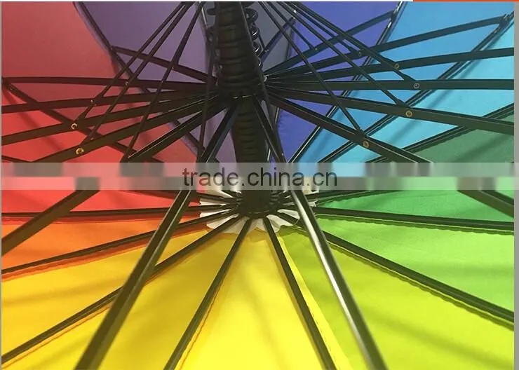 27" golf rainbow 24ribs umbrella in pongee fabric umbrella to south america