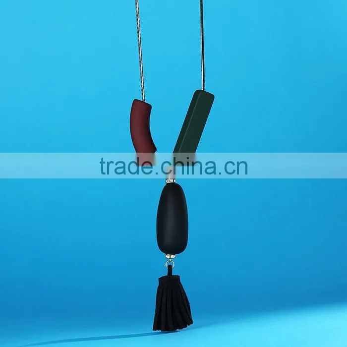 irregular beads pendant necklace geomotric bead pendant necklace tassel long sweater necklace