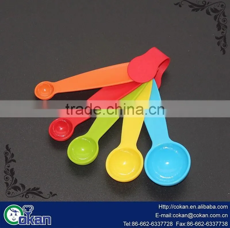 CK-S043 5Pcs Rainbow Plastic Measuring Spoons Cups Tools Set For Baking Cooking Plastic measuring spoon set / measuring cup