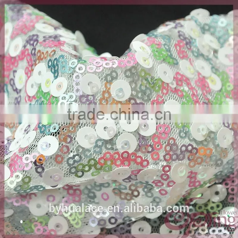 Colorful wholesale cheap allover sequin lace fabric for party dress