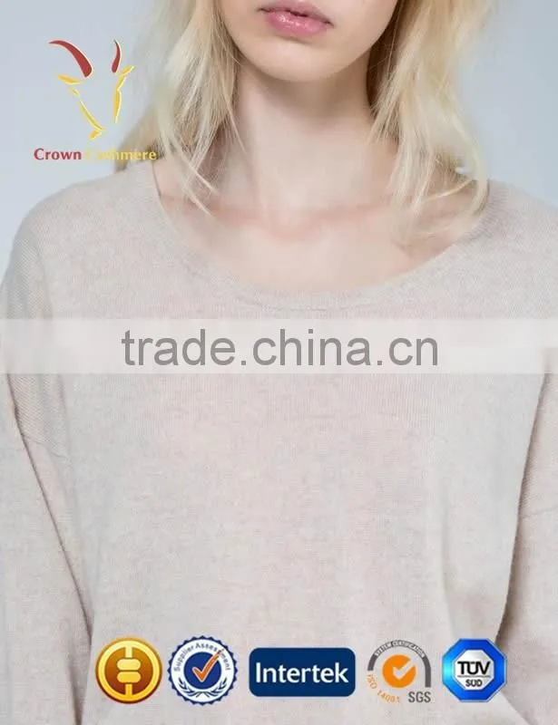 Women Round Neck Winter Loose Soild Color Pullover Sweater