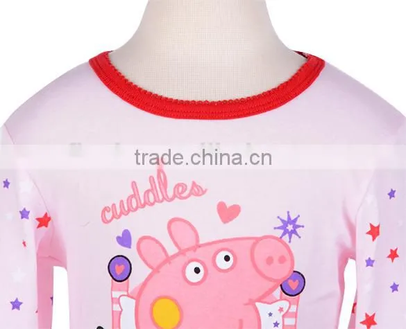 New Pink Cartoon Pig Printing children's Baby Girls long sleeve Pajamas Sleepwears Suits SV004461