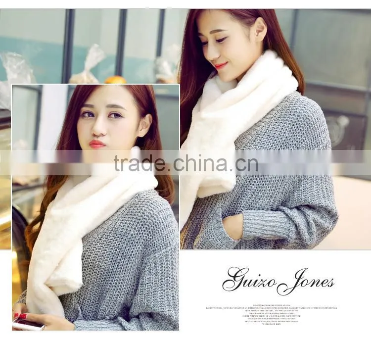 Super quality New Winter Fashion Women Scarf Faux Rabbit Fur Plush Warm Scarf Lady Solid Color Scarves