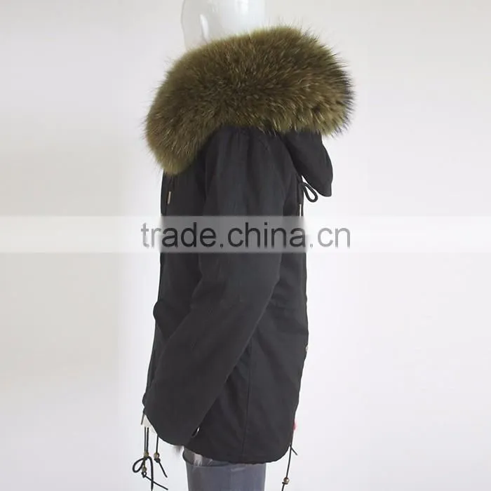 Myfur Customized Real Fur Parka Jackets Factory Price with Big Size Raccoon Fur Hood