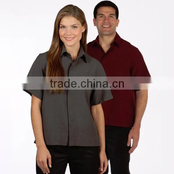 Anti-Static Zipper Down Fashionable Colors Dual Tone Hotel Uniform Ladies Housekeeping Maids Dress