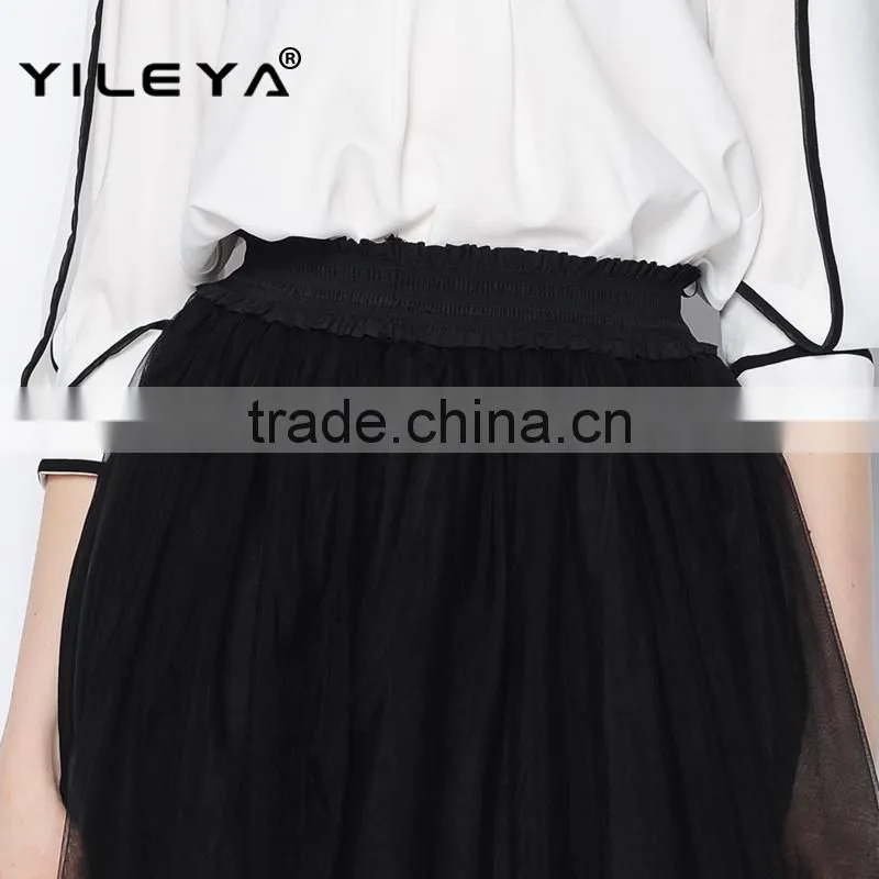 latest woman elastic waist muti layers white fluffy tutu skirt for adult