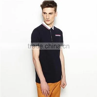 Fashion color combination collar design polo shirts high quality