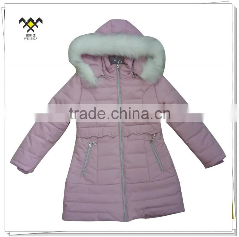 popular winter long style faux fur jacket for girl