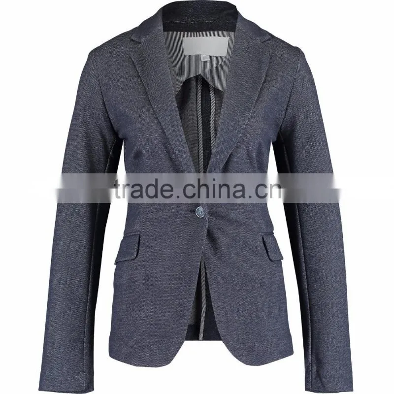 Ladies Navy Flap Pocket Tight Fit Oxford Pique Blazer Wholesale