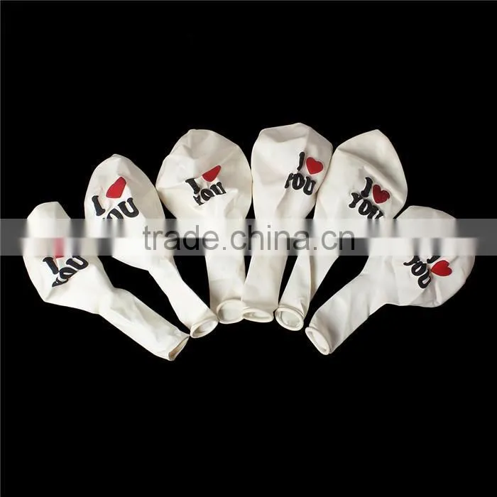Latex Balloon Party Decorations Round White Alphabet "I Love You" Pattern