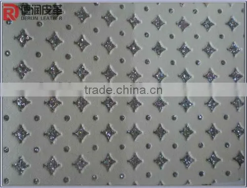 Guangzhou PVC punching glitter fabric for bag