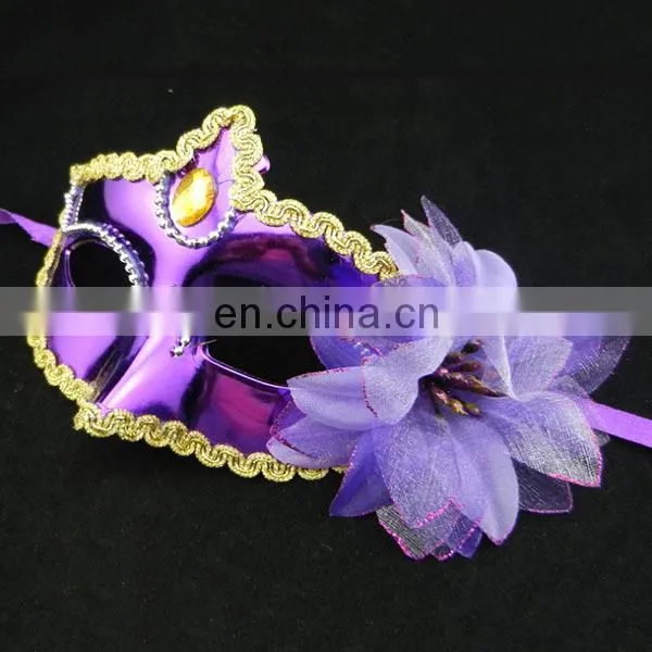 PVC Pink Masquerade Party Mask With Flower
