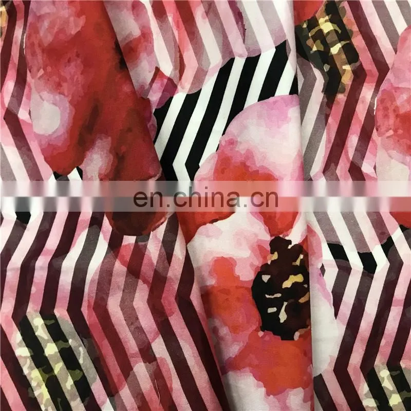 Factory Direct Sales Garment Digital Printed 100%Silk Crepe Satin Fabric