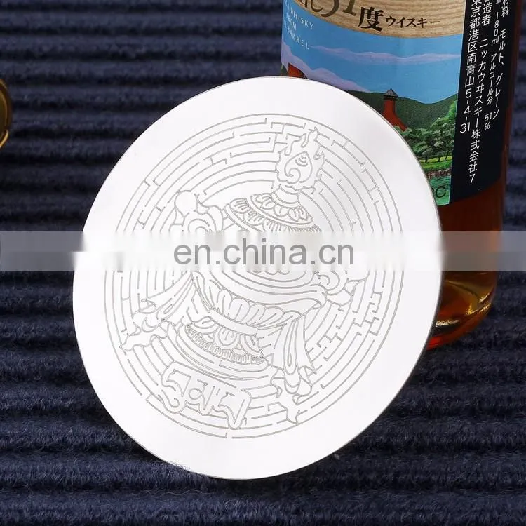 2017 custome make wholesale low price promotion gifts aluminium round shape coaster