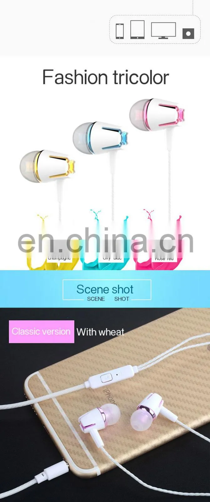 Golden Sky Mic 3.5Mm Jack Earpod Hand Free Earbuds For Iphone Earphone For Apple Headset Earpiece Wired And Wireless Earphone