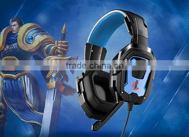 2016 professional lead light retracatble microphone gaming headset with best price